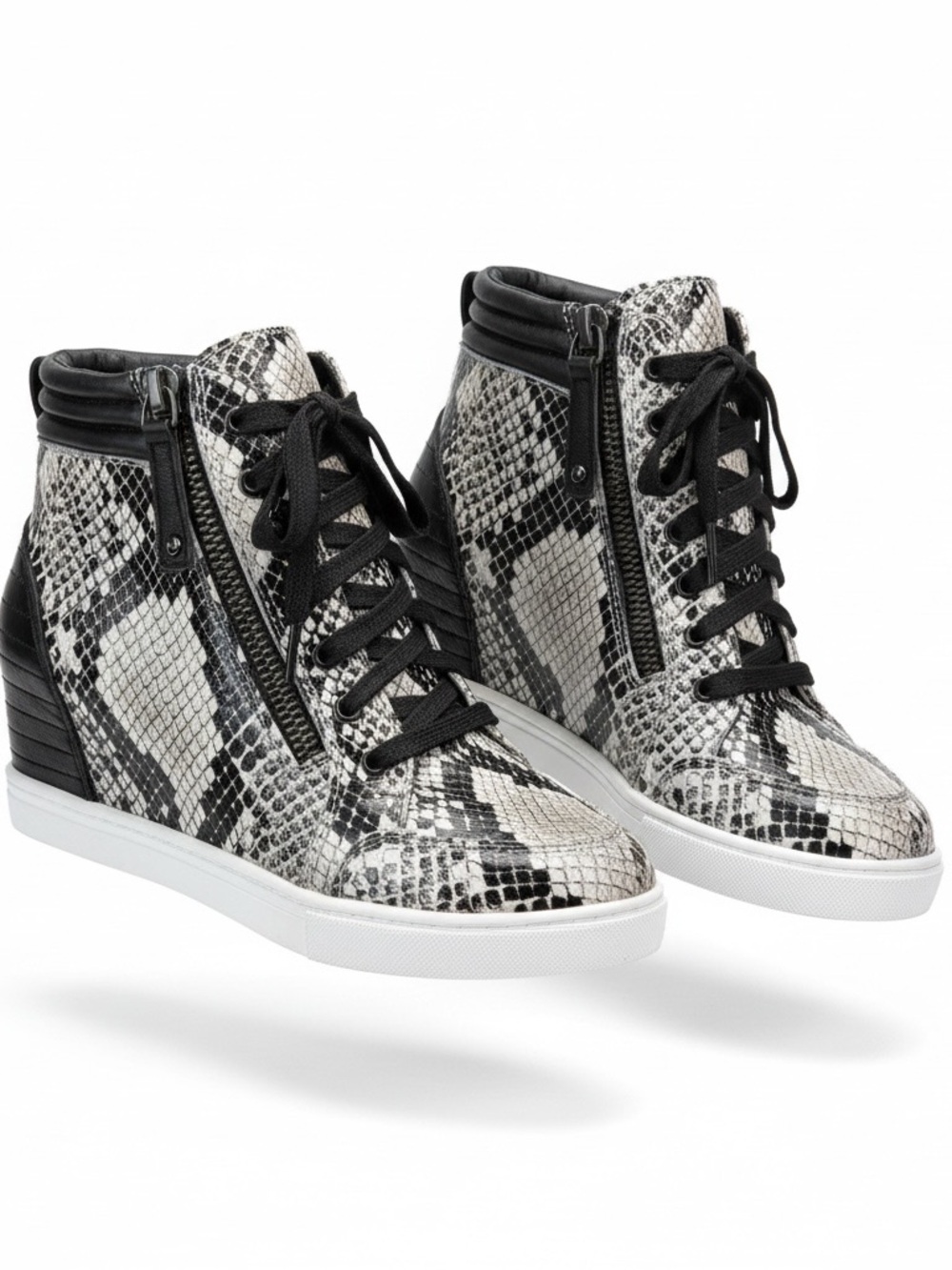 Linea Paolo size 6.5 snakeskin embossed leather wedge sneaker NWT reg$149 now$79